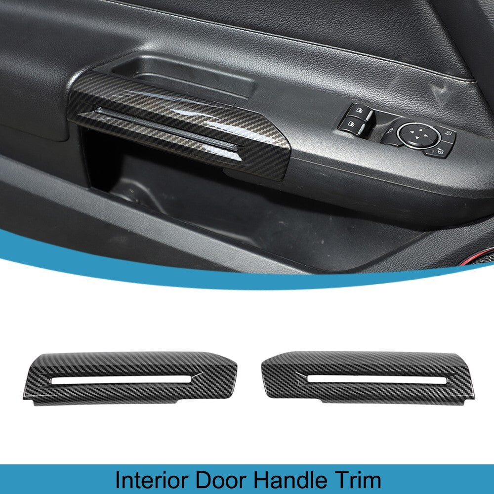Carbon Fiber Interior Door Handle Armrest Cover Trim for Ford for Mustang 2015-2023