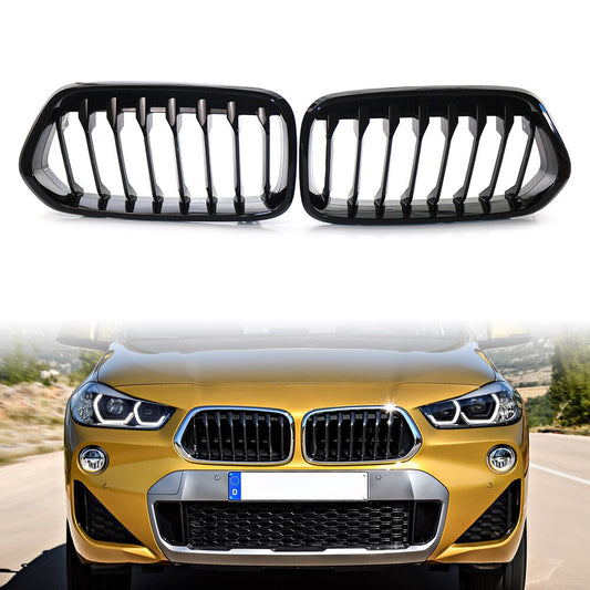 Black Front Bumper Grille Grill Single Slat for BMW X2 Series F39 2018-2021