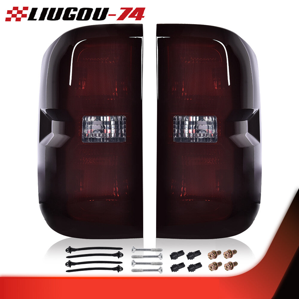 Suitable for 2014-2019 Silverado models. Smoked lens, rear taillights, brake lights, left + right