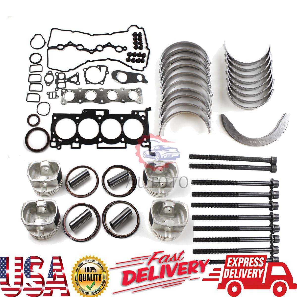 G4KE 2.4L Engine Rebuild Kit - Bearing Set Pistons Rings Head Bolts for Hyundai