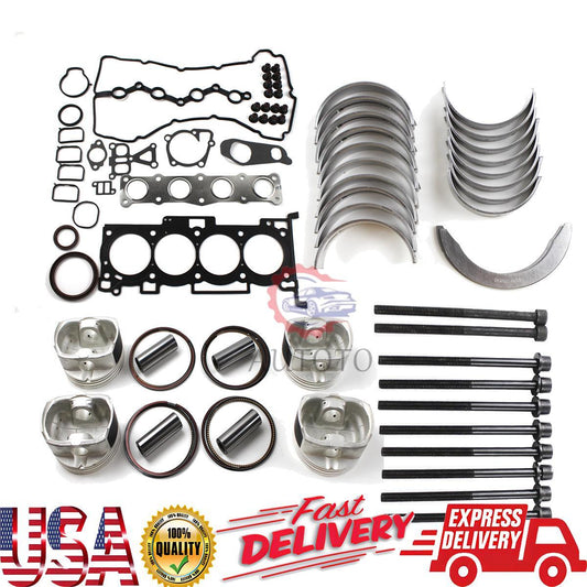 G4KE 2.4L Engine Rebuild Kit - Bearing Set Pistons Rings Head Bolts for Hyundai