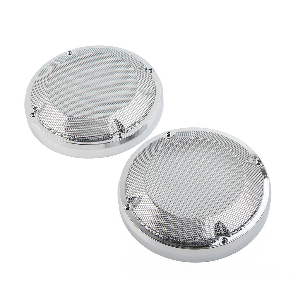 6.5 Saddlebag Lid Speaker Grill Cover for Harley Touring Electra Glibe Silver