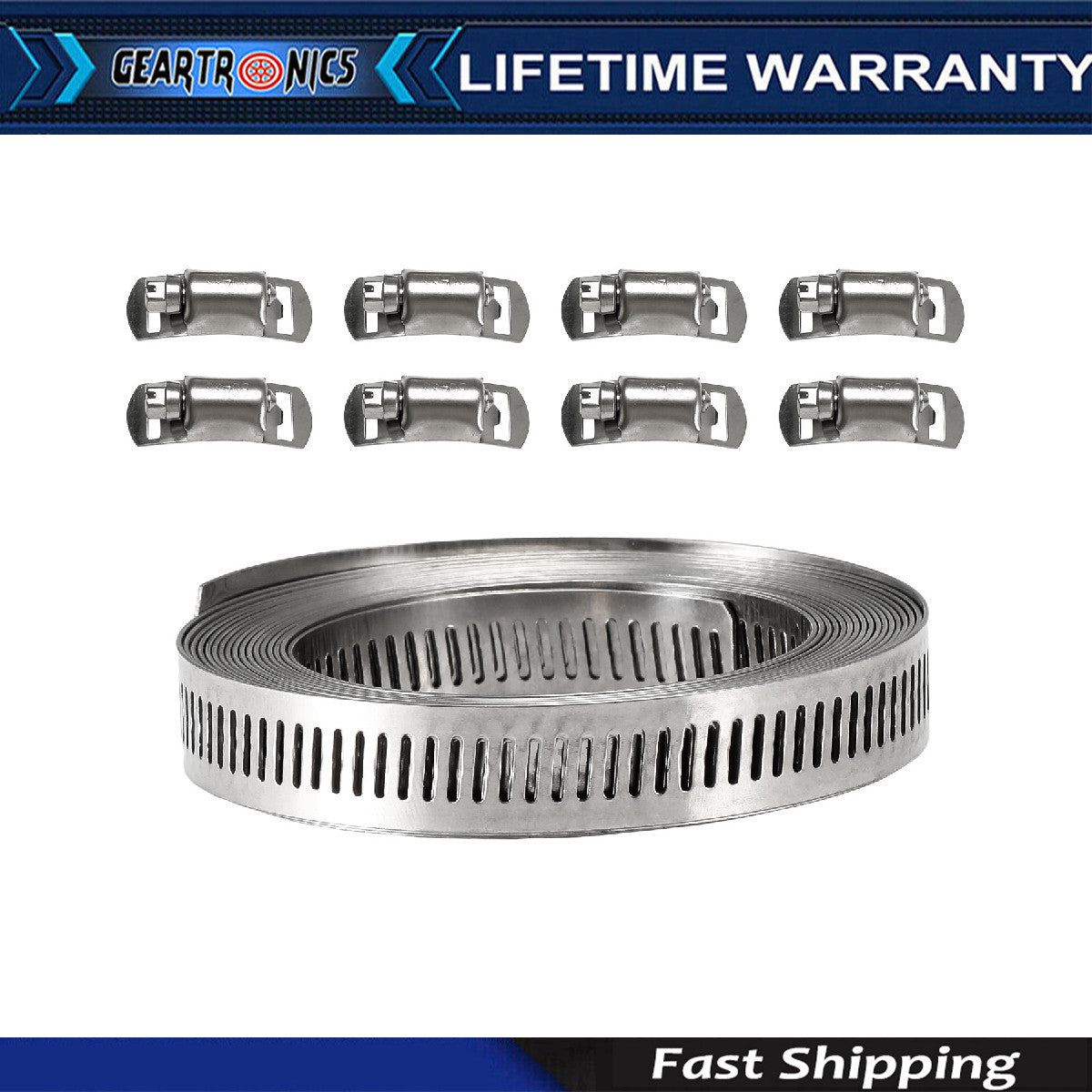 Adjustable 11.5FT Hose Clamps Worm Gear Stainless Steel Clamp +8 KY