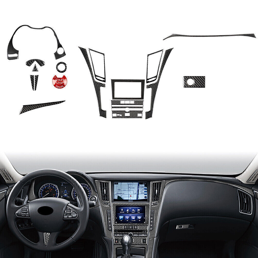 16-Piece Carbon Fiber Interior Trim Protective Cover for Infiniti Q50 and Q60 (2014-19)