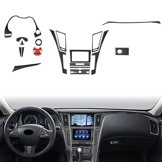16-Piece Carbon Fiber Interior Trim Protective Cover for Infiniti Q50 and Q60 (2014-19)