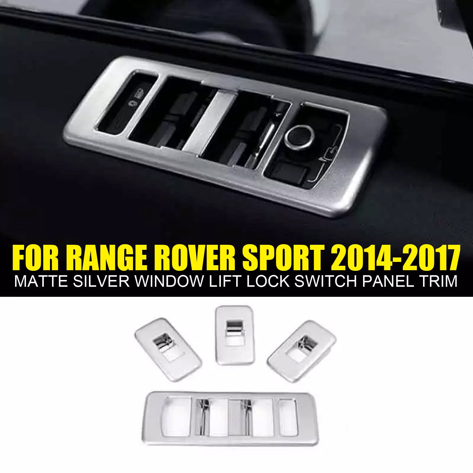 for Range Rover Sport 2014-2017 Matte Silver Window Lift Lock Switch Panel TriP