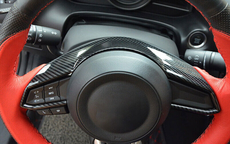 for Mazda 3 Axela 2017-2019 Carbon Fiber Style Steering Wheel Strip Cover Trim