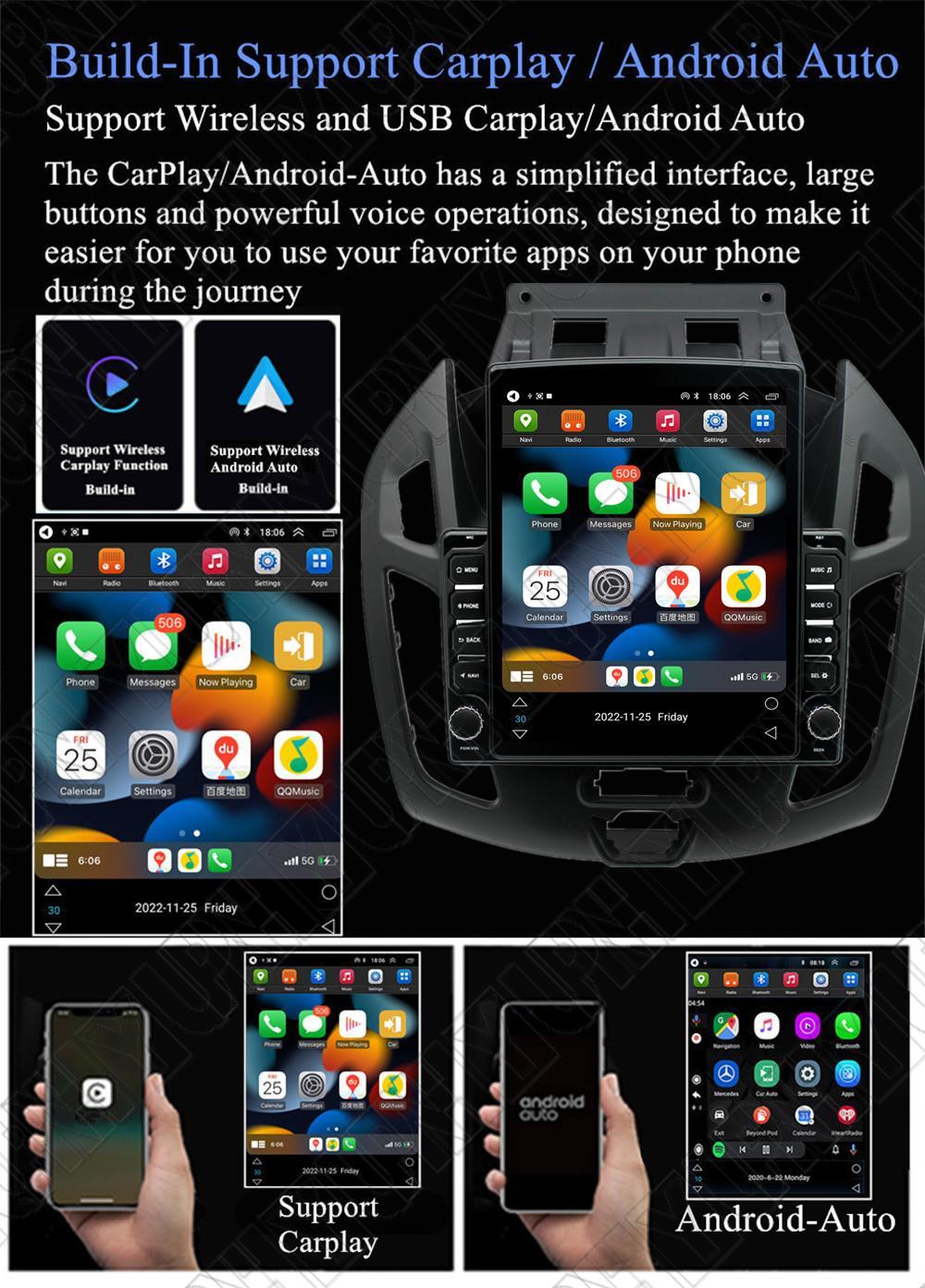 For 2014-18 for Ford Transit Connect Carplay 16G Radio Stereo GPS Nav Head Unit 9.7