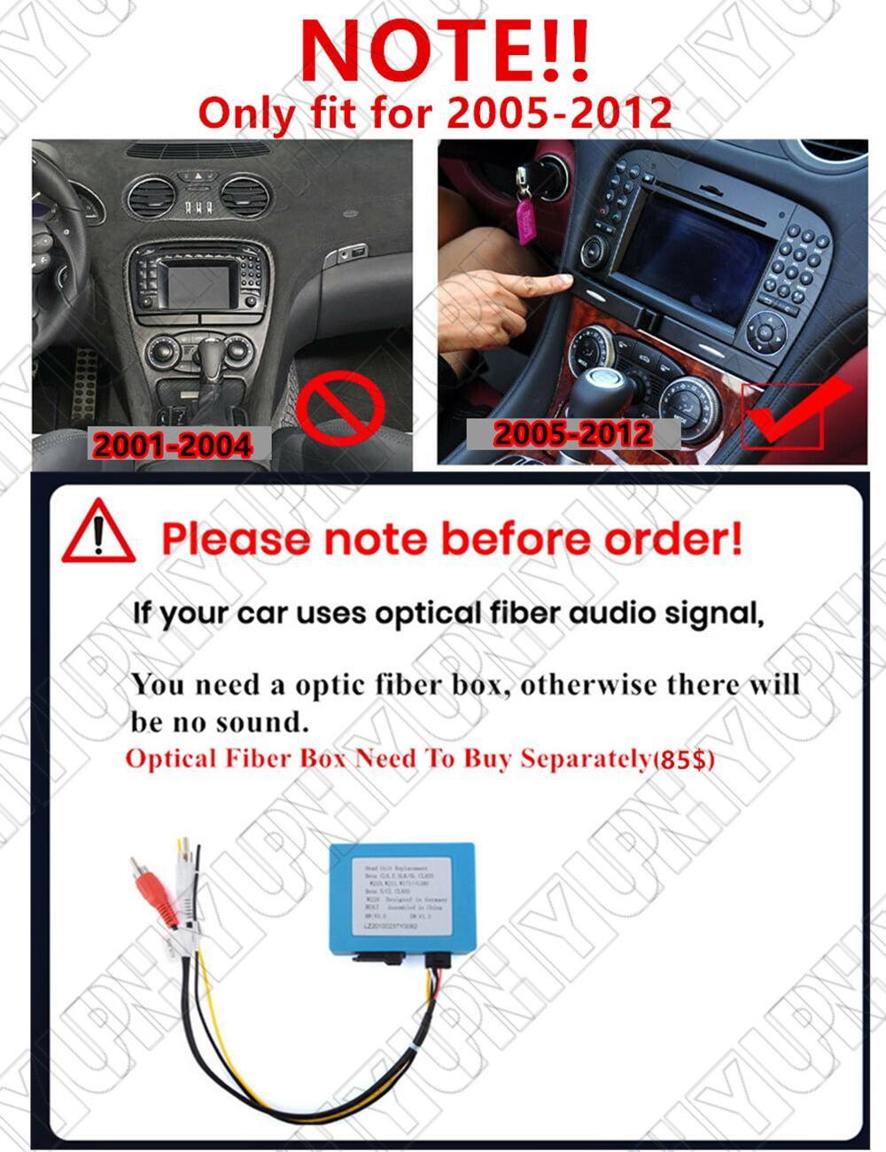 For 05-12 for Mercedes SL300 SL350 SL500 SL550 SL600 Carplay Stereo Radio GPS FM 7