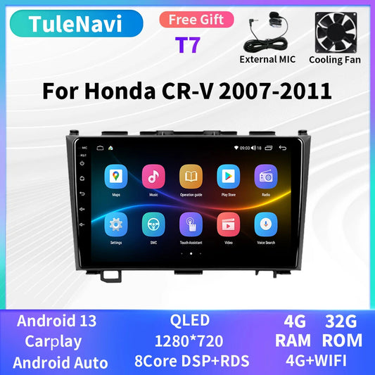 for Honda CRV for CR-V 3 2007-2011 Android Car Radio CarPlay GPS Multimedia Screen