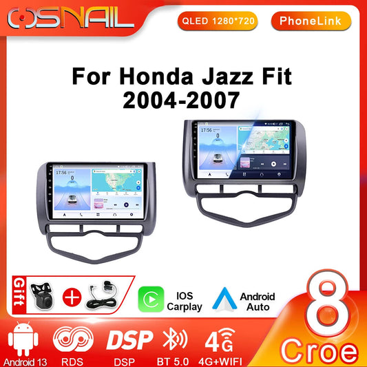 for Honda Jazz City 2004-2007 Stereo Android CarPlay Car Radio Player Screen GPS