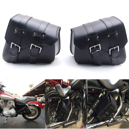 A pair of polyurethane synthetic leather motorcycle saddlebags/luggage cases suitable for Harley Sportster XL 883 1200