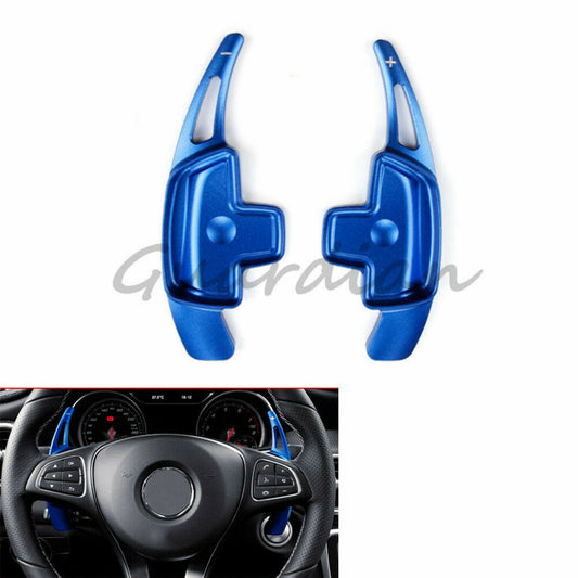 2PCS Blue Steering Wheel Paddle Extension Shifter for Benz C180L CLA GLE C200L