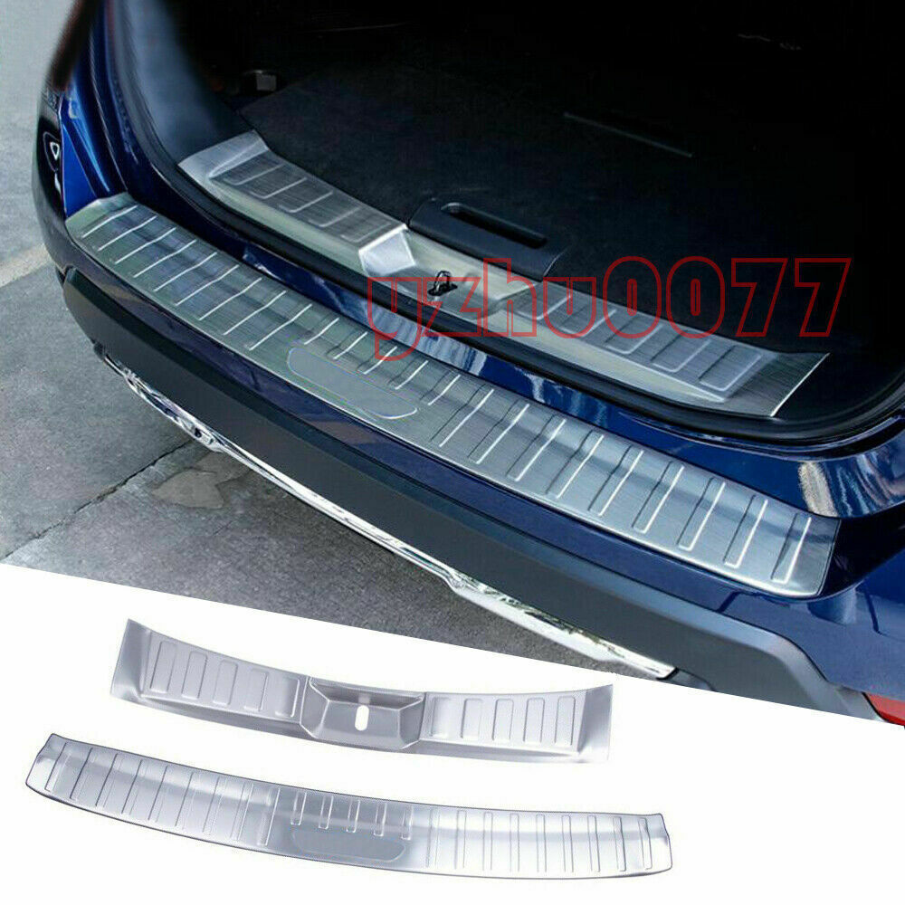 2for Nissan Rogue 2017-2020 Silver Steel Rear Bumper Protector Sill Plate Cover