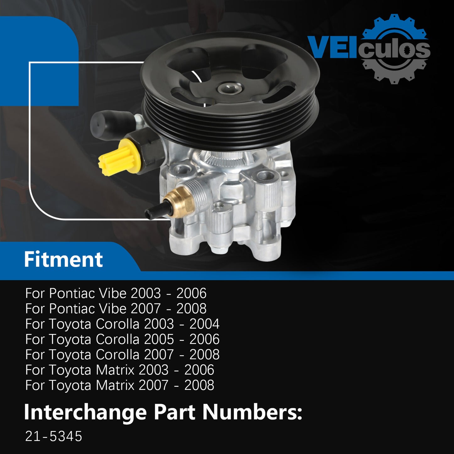 Power Steering Pump w/ Pulley For 2003-2006 for Toyota Matrix for Pontiac Vibe 21-5345