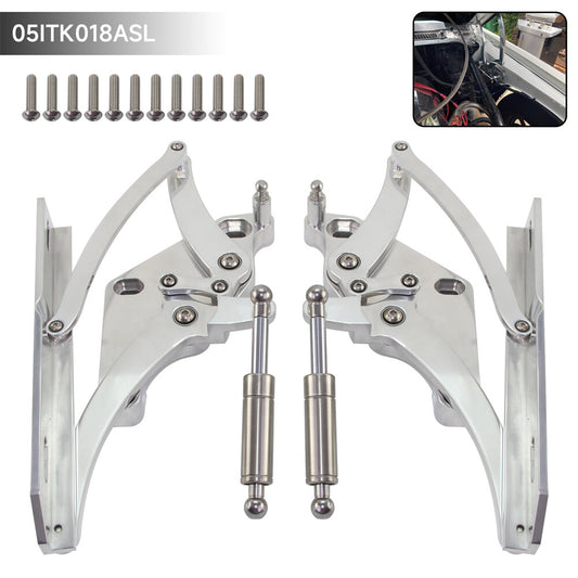 Billet Hood Hinge Kit Pair Left and Right Side for Ford for Mustang 1971-1973 Silver