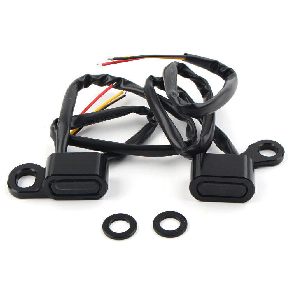 for Mini LED Turn Signal Indicator Amber Light Blinker Lamp Handlebar Kit Black