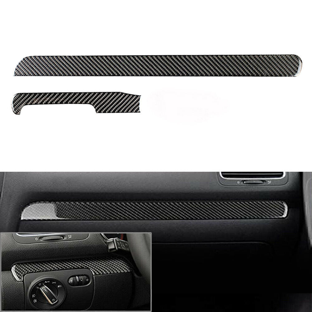 2 Pcs Carbon Fiber Copilot Dashboard Panel Cover for VW for Golf 6 MK6 2008-2013