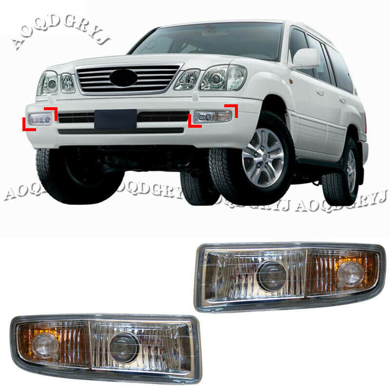 Pair Front Bumper Fog Light Driving Lamp Housing Kit for Lexus LX470 1998-2002