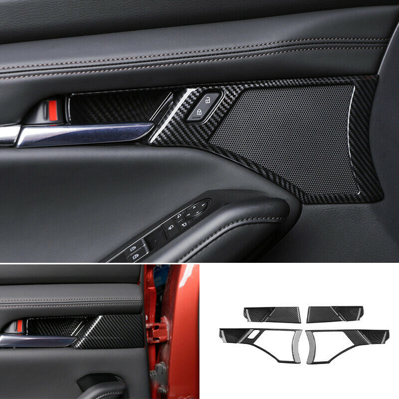 for Mazda 3 Axela 2019-2022 Carbon Fiber Inner Door Handle Bowl Frame Trim Cover