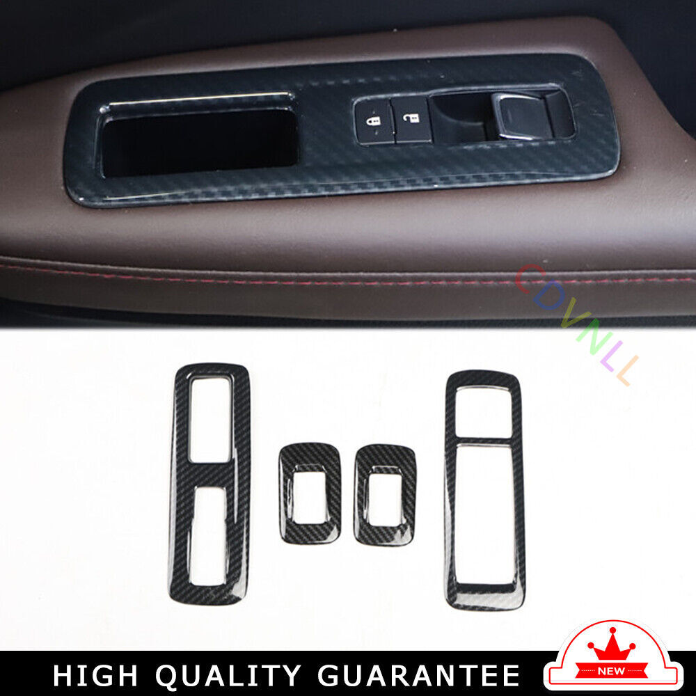 Glass Window Lifting Lock Panel Trim 4 for Lexus RX 2016-20 Black Carbon Fiber
