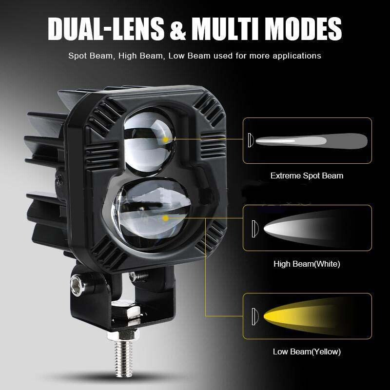1X LED Work Light Headlight Off Road White Amber Hi-Low Driving Fog Spot ATV UTV