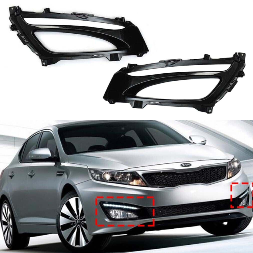 for Kia Optima K5 2011-2013 1 Pair Front Bumper Fog Lamp Covers Lacquer Black