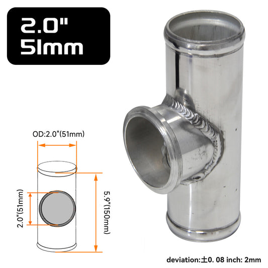Universal 50mm V-band BOV Flange 2 Tube Pipe Blow off Valve Turbo Silver