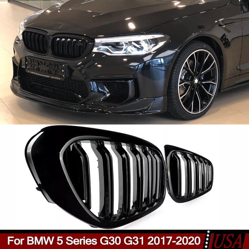 Gloss Black Grill for BMW 5 Series G30 G31 530i 2017-2020 Front Kidney Grille