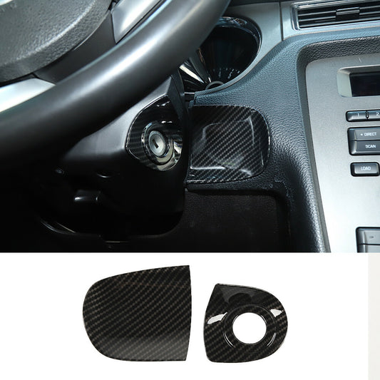 Carbon Fiber ABS Engine Start Key Socket Cover Trim Fit for Ford for Mustang 2010-14
