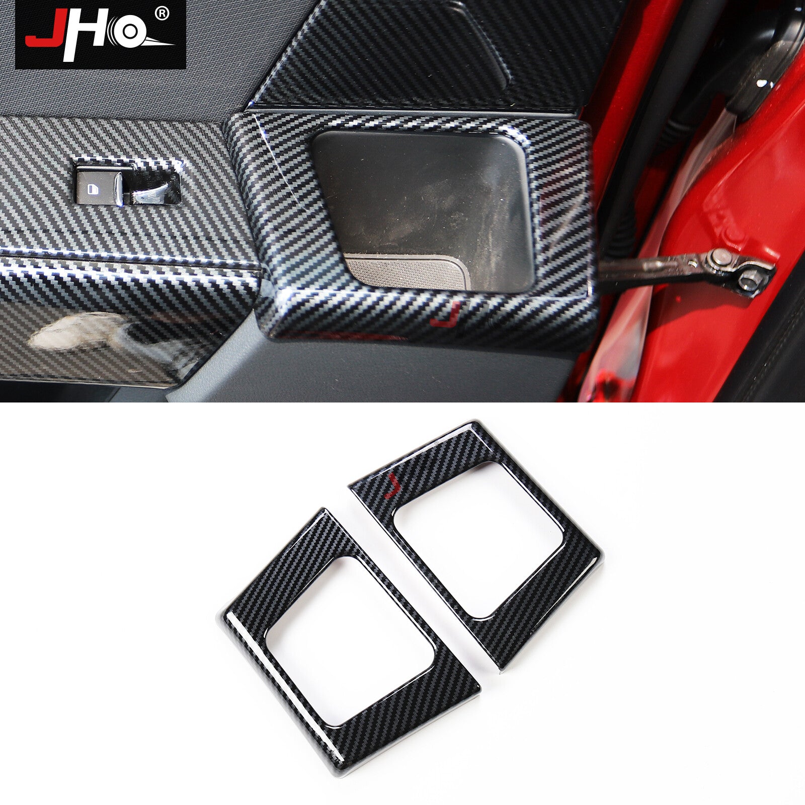 Carbon Fiber Rear Door Handle Cup Holder Panel Trims Frame for Ford F150 2021-23