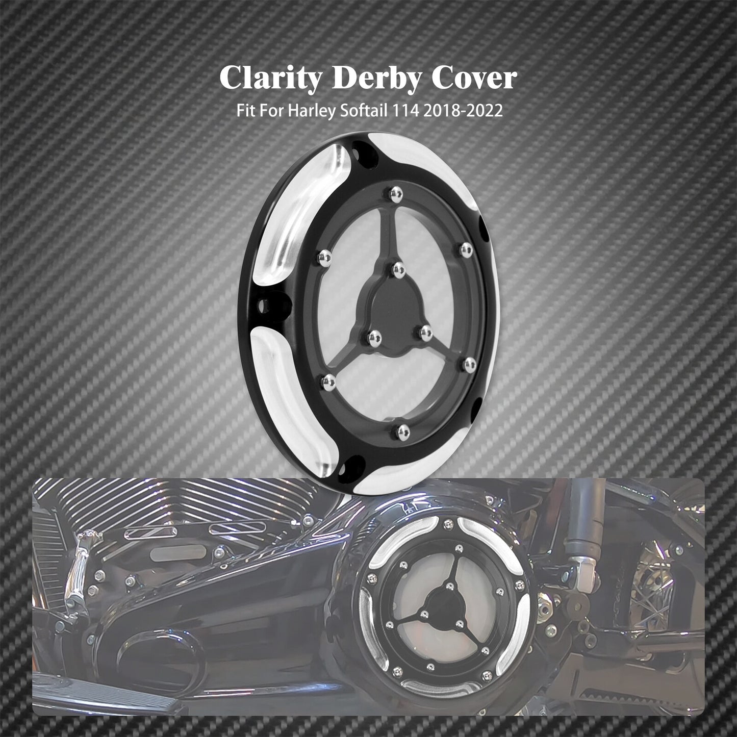 Black Engine Derby Cover Fit for Harley Softail 114 Street Bob Breakout FXLRS