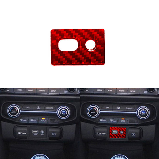 Red Carbon Fiber Center USB AUX Port Trim Cover for Hyundai for Veloster JS 2019-22
