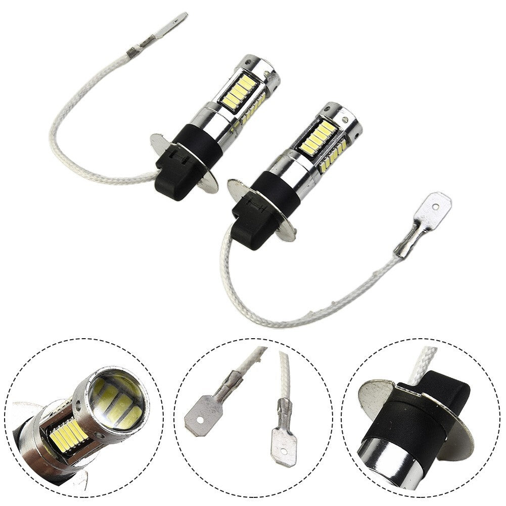 Pair H3 LED Fog Light Bulbs Conversion Kit Super Bright Canbus 6000K White 100W