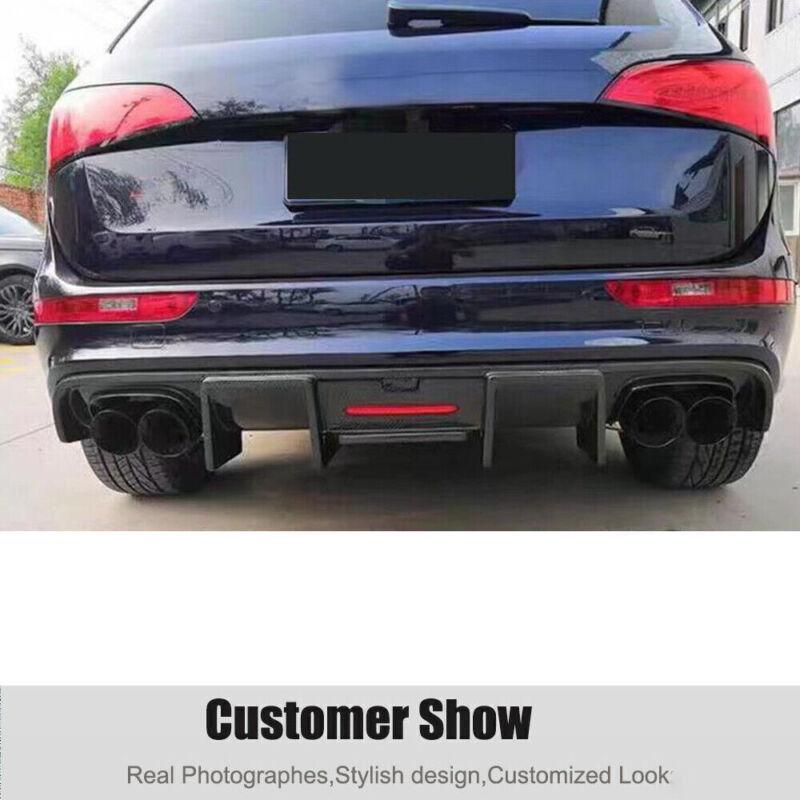 Suitable for Audi Q5 SQ5 2012 - 2018, carbon fiber rear bumper diffuser lip with LED lights.