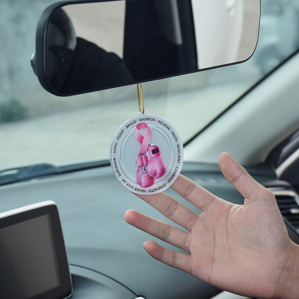 Acrylic Pink Ribbon Car Reariew Mirrior Hanging Hanger Decoration (Glove)