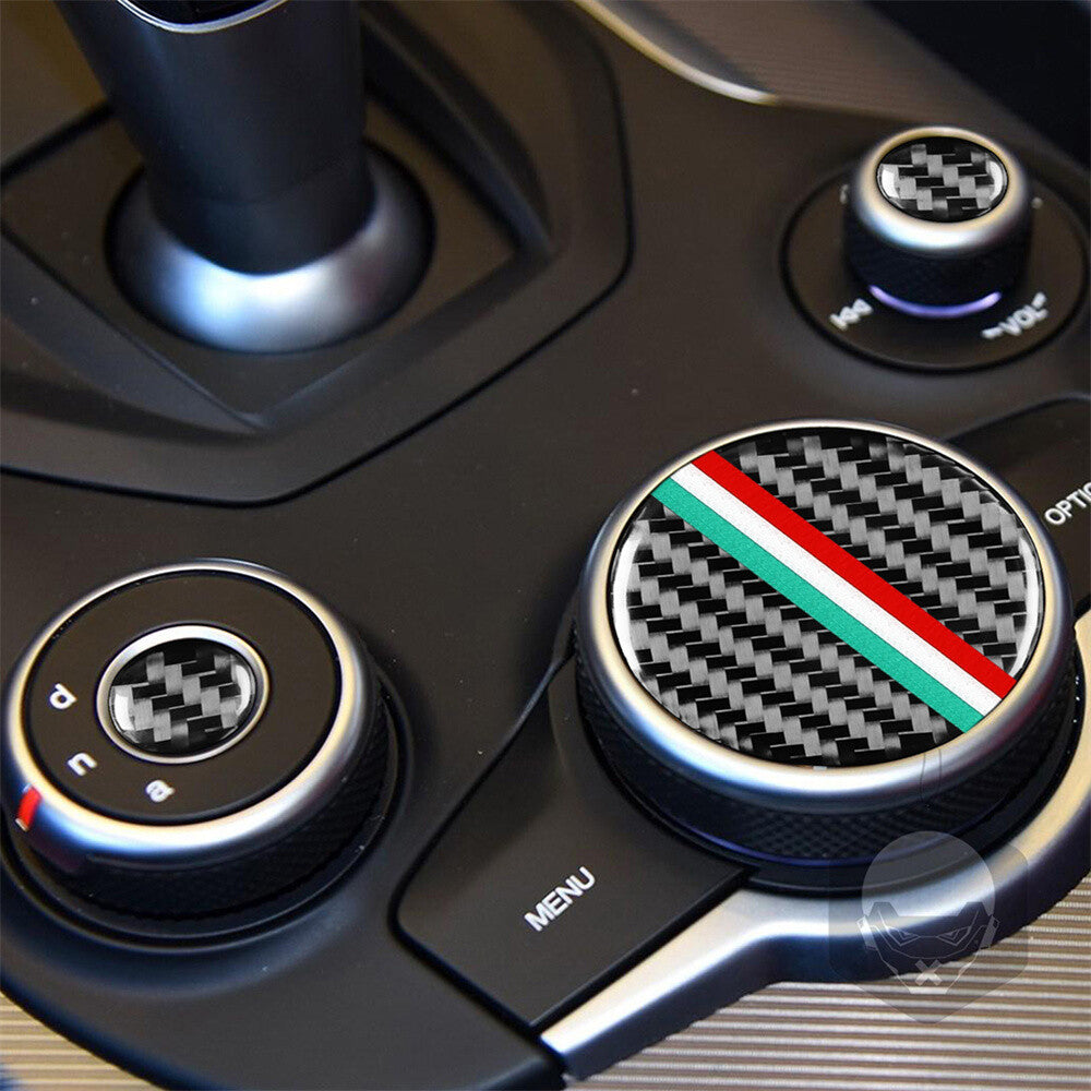 for Alfa Romeo Giulia 2017-2019 Inner Central Control Knobs Cover Carbon Fiber¡Á3