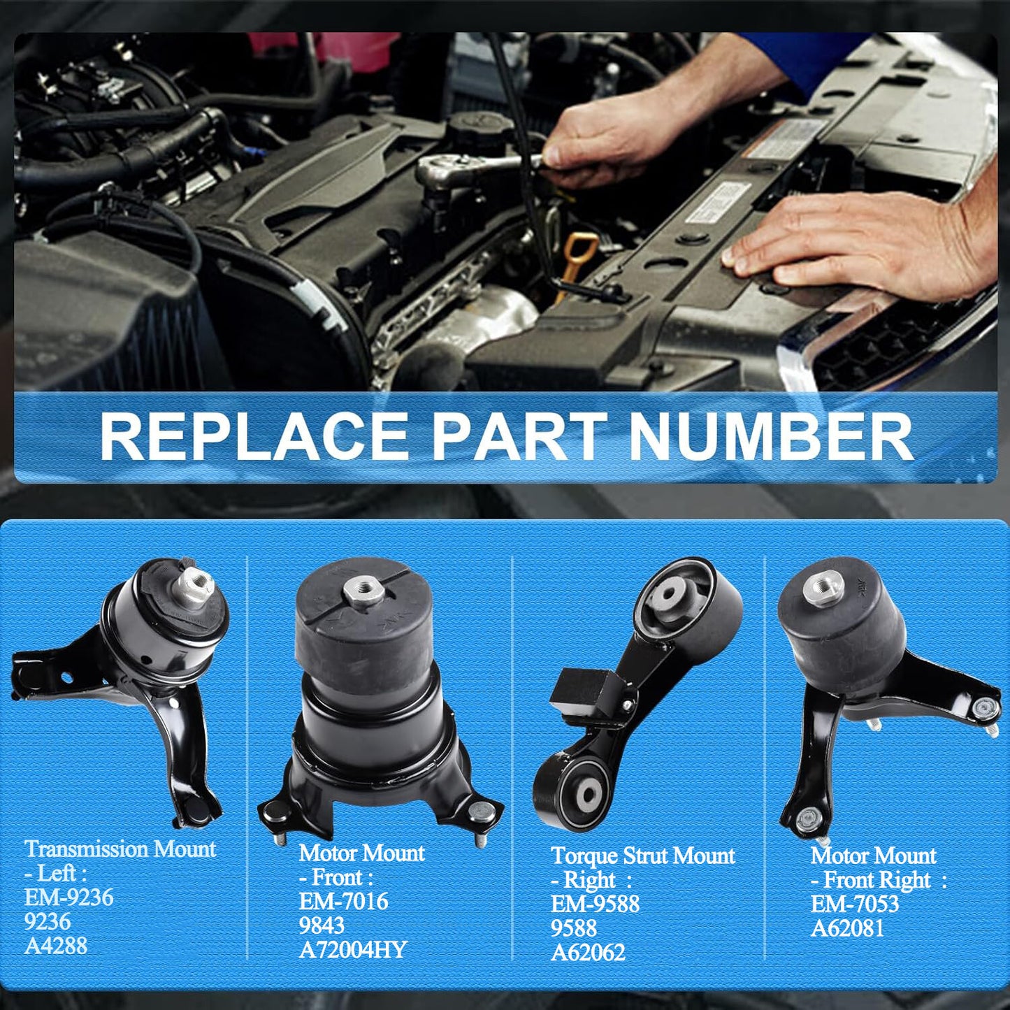4Pcs Front Engine Motor Transmission Mount Set For 2012-2017 for Toyota for Camry 2.5L