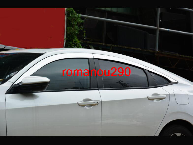 for Honda for Civic Sedan 16-21 Chrome Window Visors Sun Rain Guard Vent Deflectors
