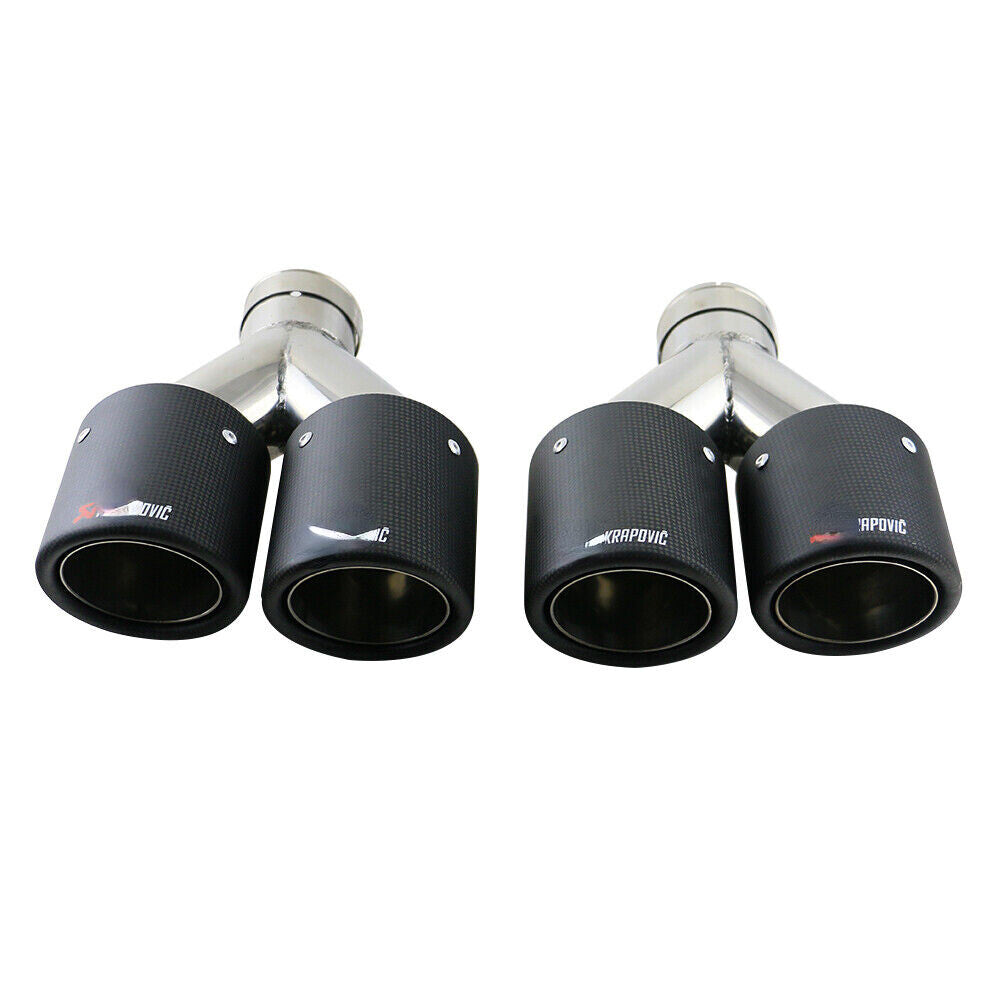 2PC For AK Carbon Fiber Exhaust Tip Dual Pipe ID:2.5 63mm OD:4 102mm Universal