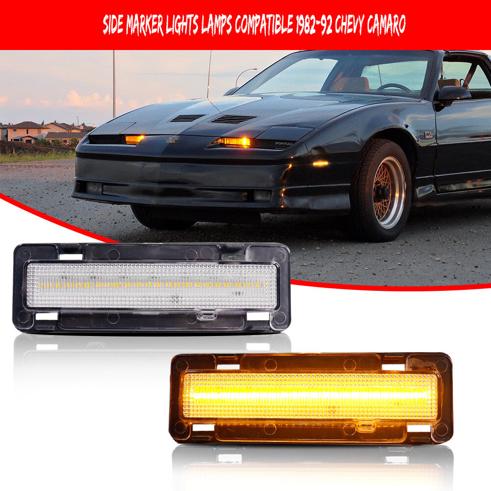 L+R Transparent Lens Bumper Side Marker Lights for 82-92 for Chevrolet Camaro for Pontiac Firebird