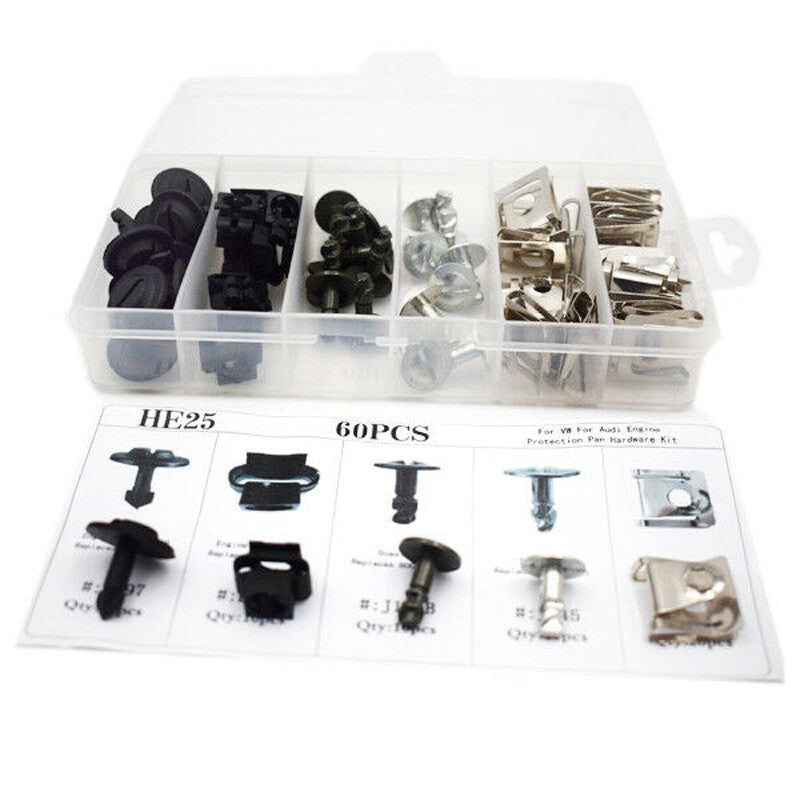 60 pieces of automotive engine protection disc hardware kit pin clip nut parts in US inventory
