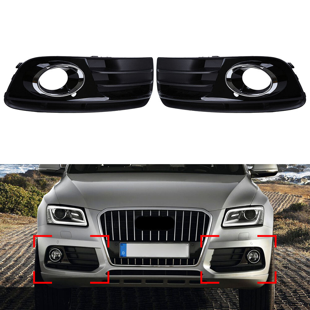 Front Bumper Fog Light Grill Grille Cover Trim for Audi Q5 2013-2017 2016 2015