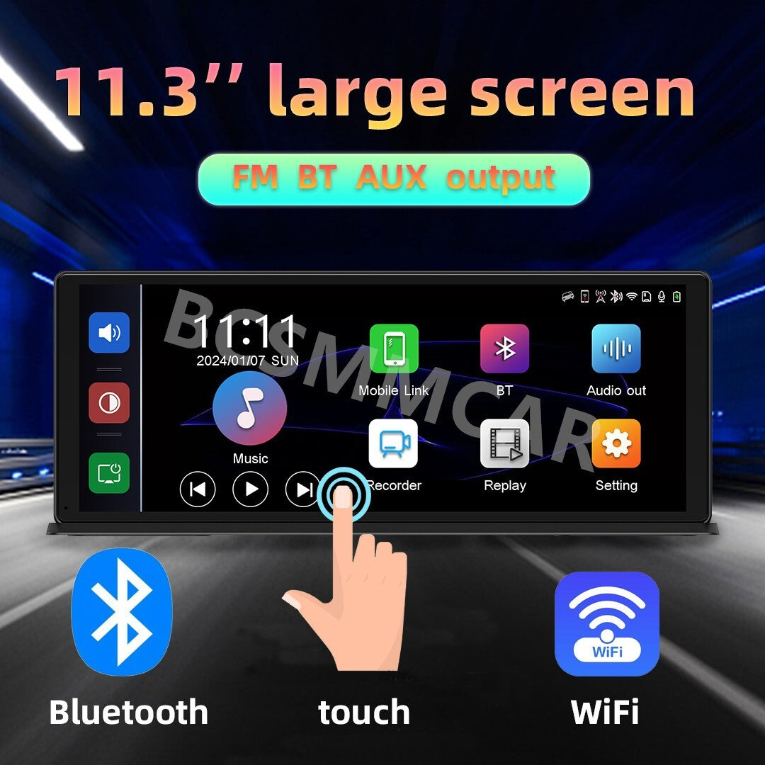 11in WIFI Car Touch Screen Dash Cam Recorder Carplay Android Auto Night Vision