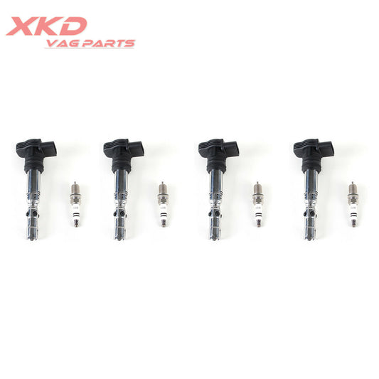 1.8T 4 Ignition Coils and Spark Plug Kit for Volkswagen for Bora for Golf for Passat , for Audi A4, A6