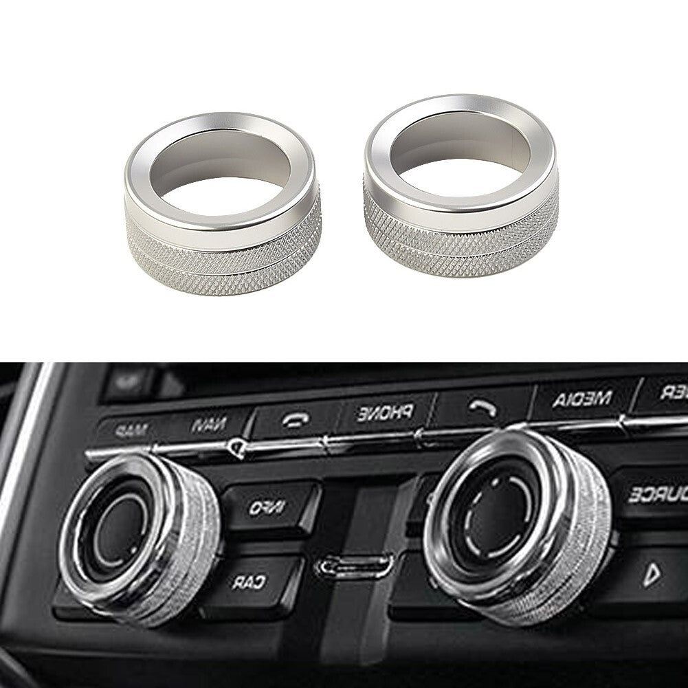 2x Silver Car Volume Radio Knob Covers Set Kit For 911 for Macan 718 for Porsche