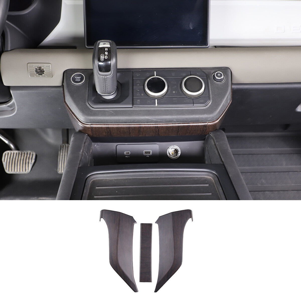2-Piece Pear Wood Armrest Box Side Panel Cover for Toyota Sequoia (2022-23)