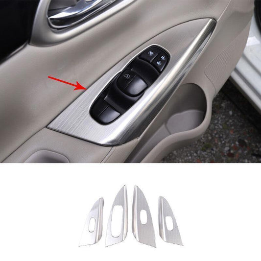 for Nissan Sentra 13-2019 Steel Silver Window Lift Panel Switch Cover Trim 4PCS