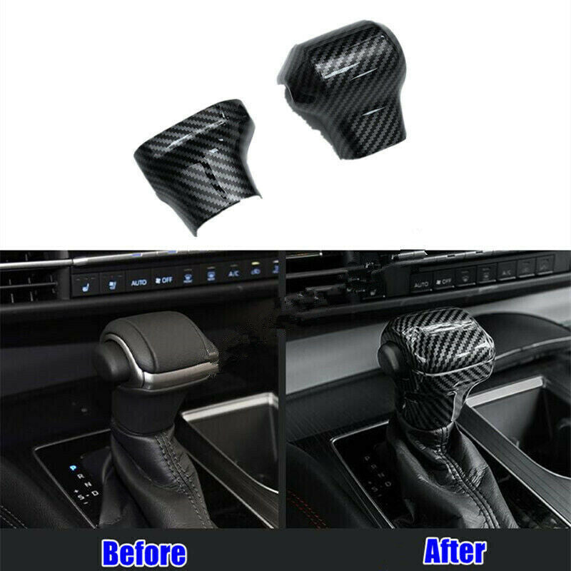 Carbon Fiber Inner Gear Shift Knob Cover Trim for Toyota for Sienna 2021-2023 2PCS