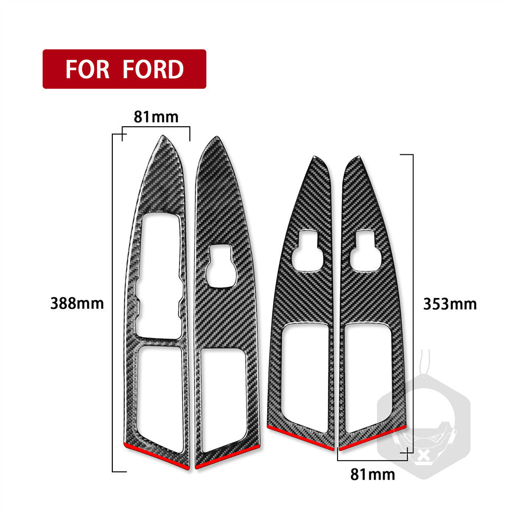 4¡ÁCarbon Fiber Window Lift Switch Button Trim Fit for Ford Fusion Mondeo 2018-19